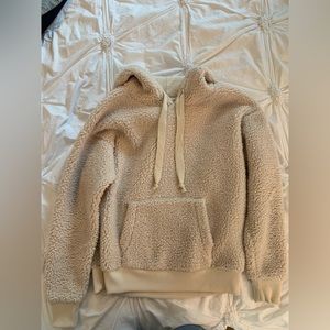 American Eagle XS cream hoodie/teddy/jacket